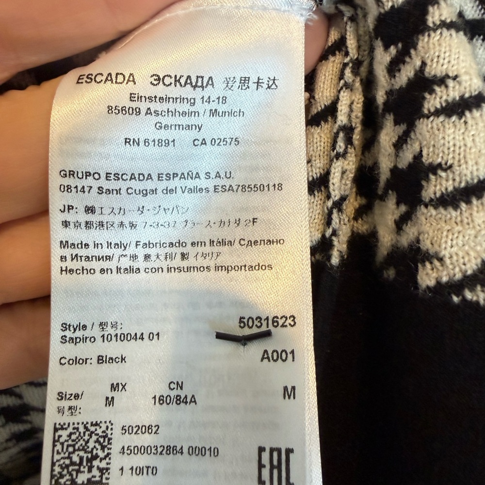 💋 Escada Black and White Houndstooth Sweater 177 - Picture 7 of 8